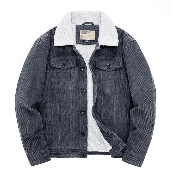 Men's Fleece-Lined Cotton Coat – Insulated Extra Thick Cardigan Coat