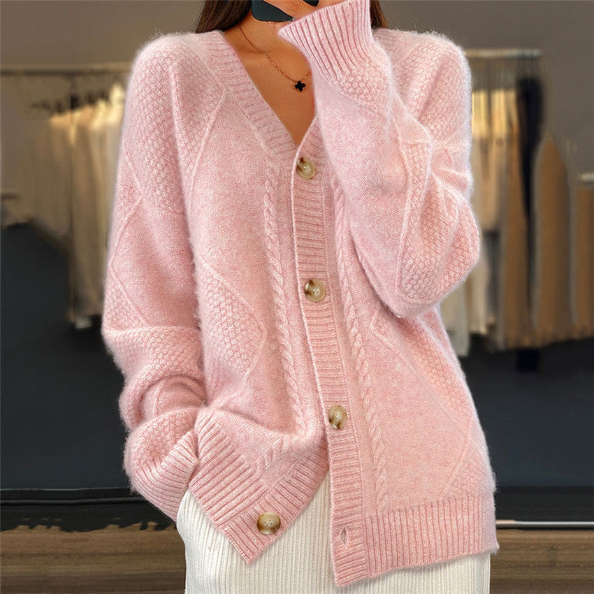 Women's Brocade Knit Sweater Coat – Relaxed Open-Front Design