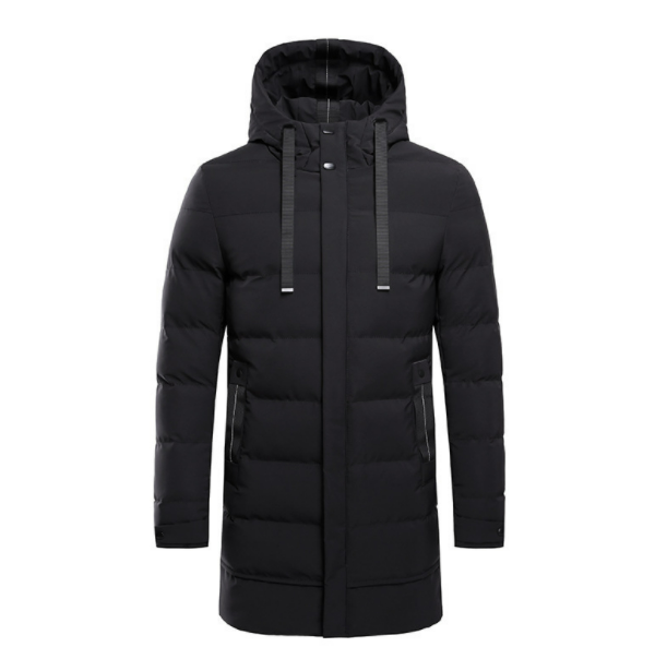Men's Heated Down Cotton Parka – Quilted Padded Longline Design