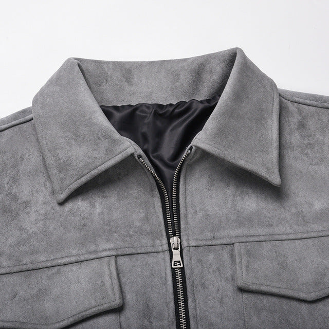 Men's Cotton Zip Jacket – Multi-Pocket Minimalist Design