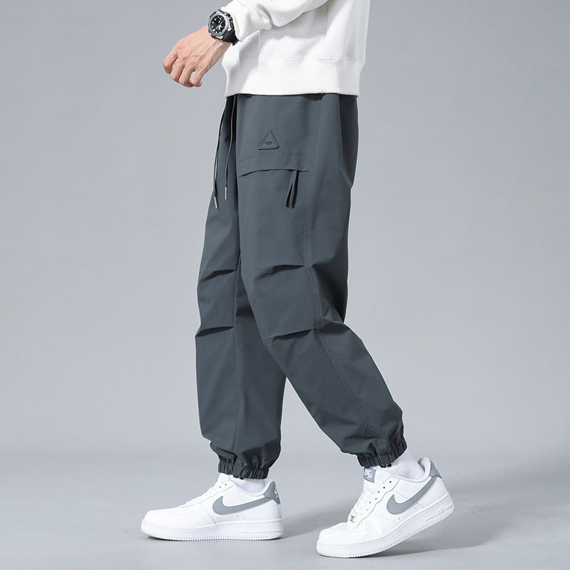 Men's Baggy Straight Trousers – Structured Cotton Full-Length Fit