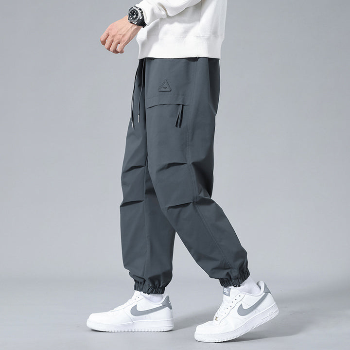 Men's Baggy Straight Trousers – Structured Cotton Full-Length Fit
