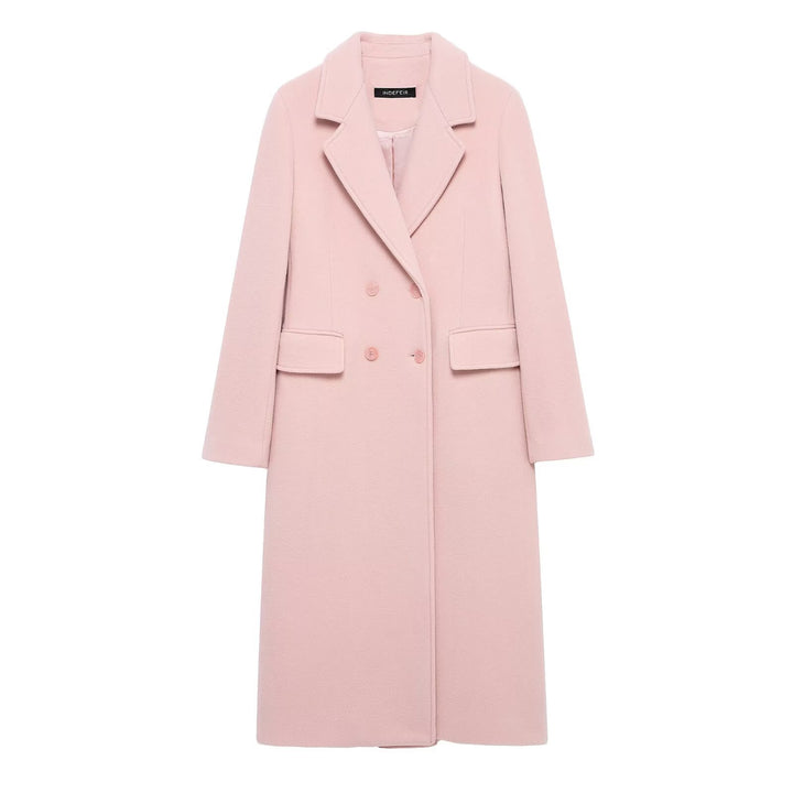 Women's Double-Breasted Long Coat – Tailored Lapel Silhouette