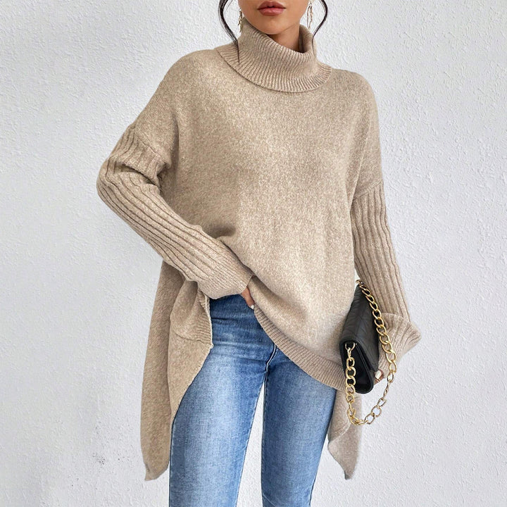 Womens Knitted Turtleneck Sweater – Soft Knit Relaxed Pullover