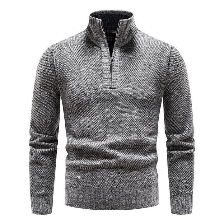 Men's Jacquard Pullover High Neck Sweater – Slim Half-Zip Comfort
