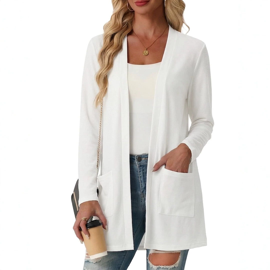 Women's Knit Cardigan – Open-Front Design with Patch Pockets