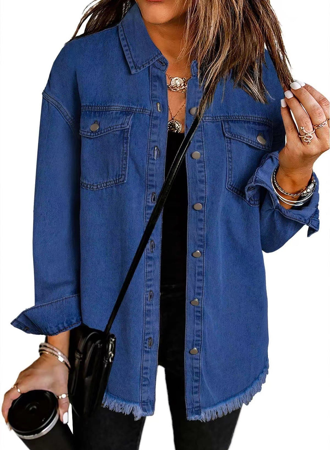 Women's Cotton Denim Shirt Jacket – Relaxed Button Down Layer