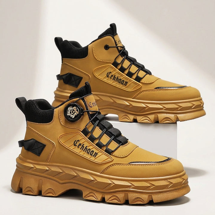 Men's Work Boots – Waterproof Leather Platform with Non-Slip Sole