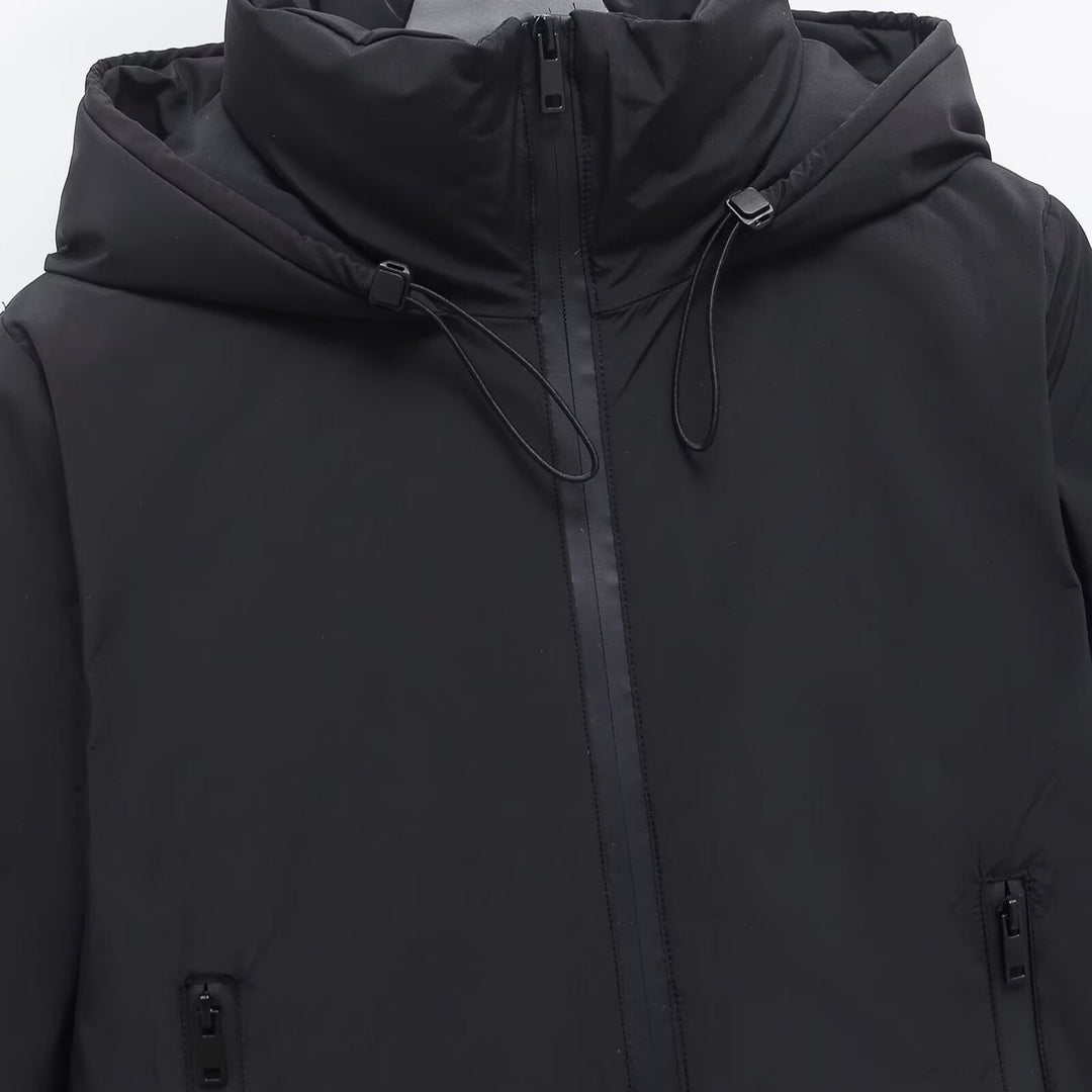 Women's Short Hooded Padded Jacket – Modern Zip-Front Streetwear