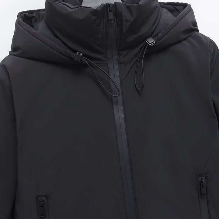 Women's Short Hooded Padded Jacket – Modern Zip-Front Streetwear