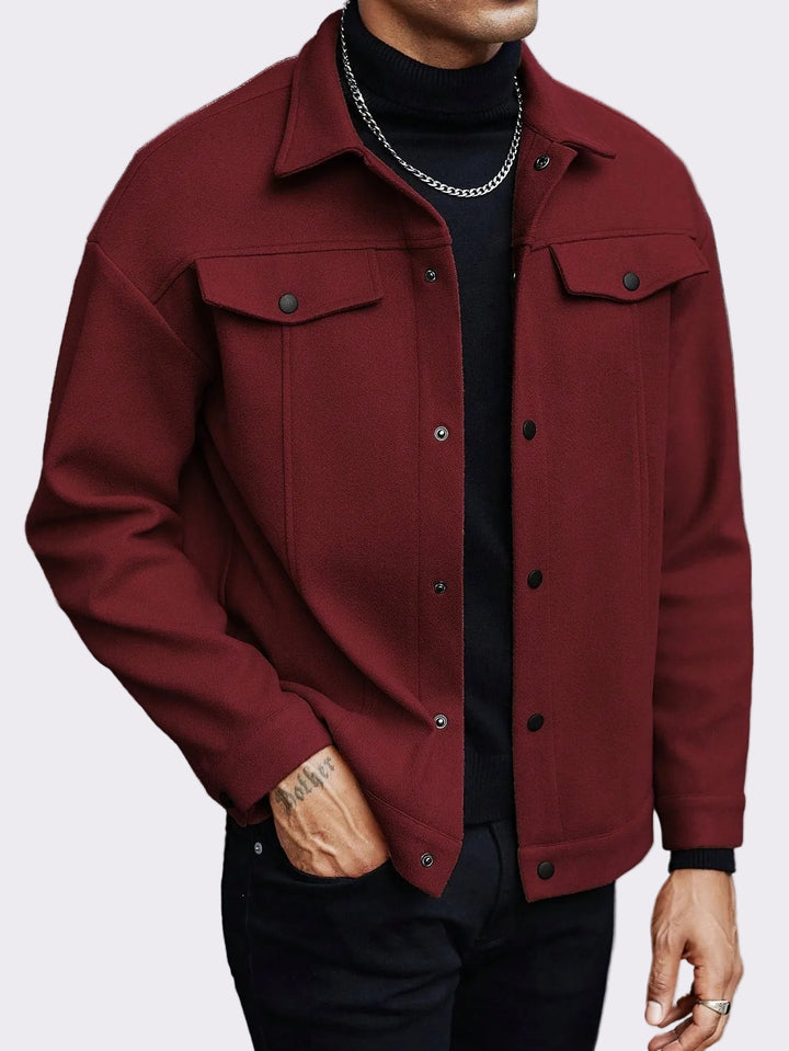 Men's Slim Fit Wool Look Coat – Classic Lapel Design