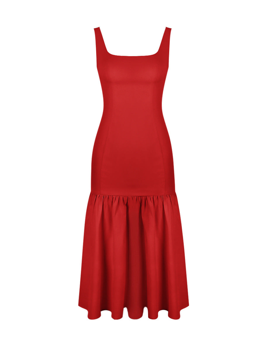 Bodycon Midi Dress for Women – Backless Hollow-Out Structured