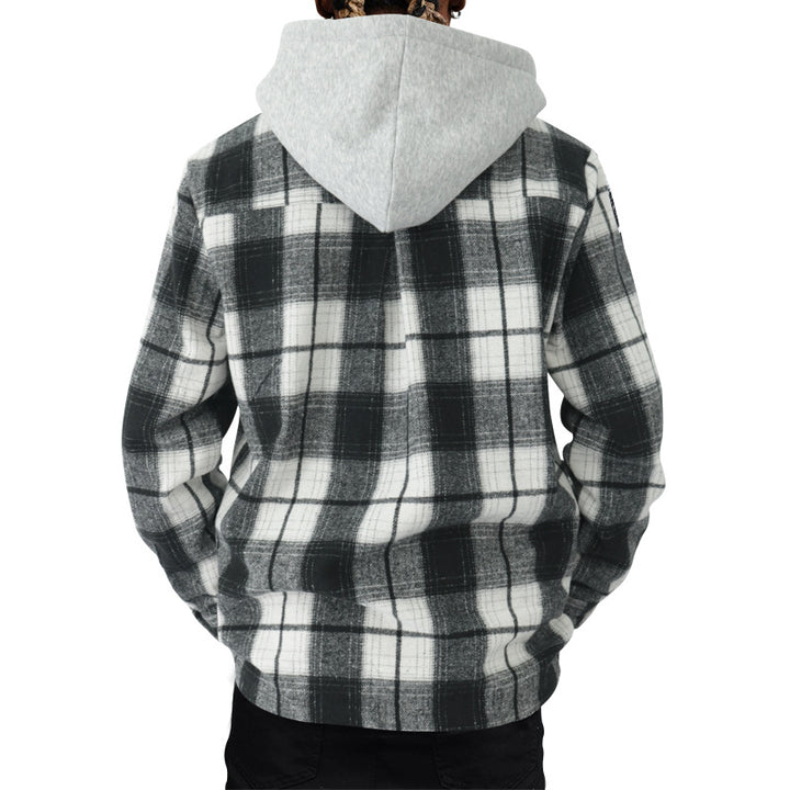 Men's Flannel Plaid Cotton Shirt – Jacquard Hooded Cardigan