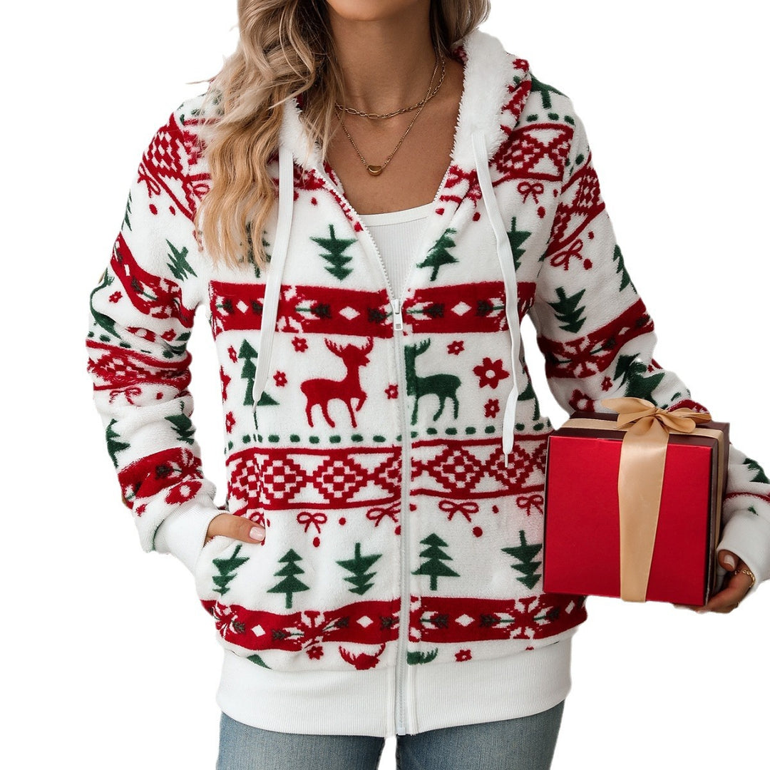 Christmas Cardigan – Women's Plush Knit, Mid-Length with Pockets