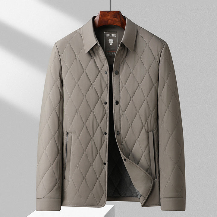 Men's Quilted Thermal Jacket – Slim Fit Cardigan Cotton