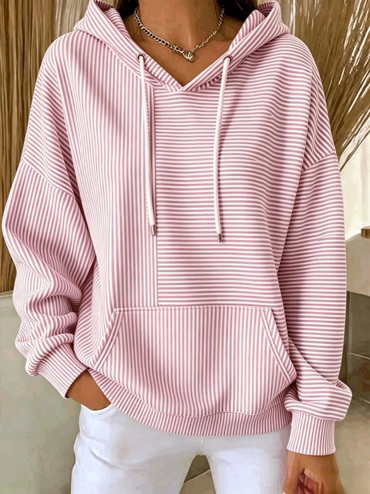 Women's Relaxed Fit Hooded Hoodie – Printed Pocket Design