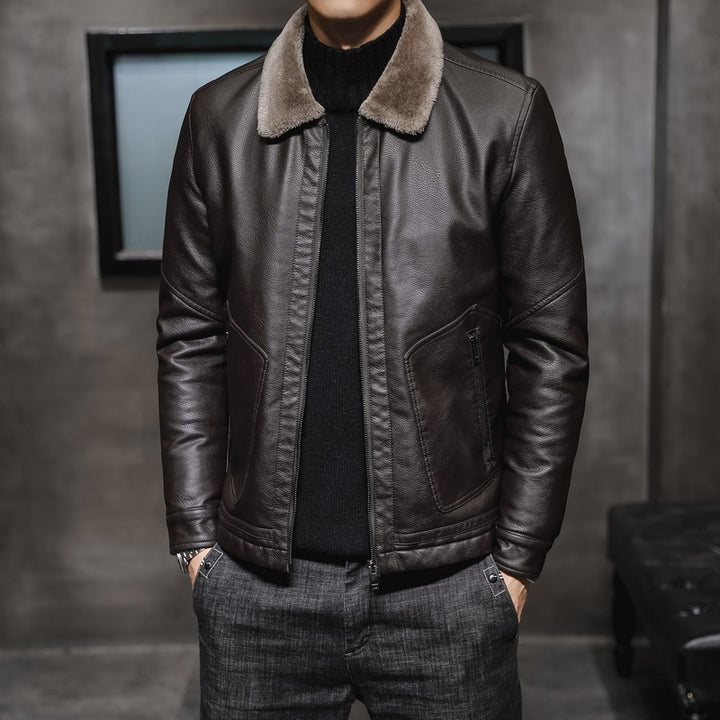 Men's Vegan Leather Motorcycle Jacket – Fitted Korean Style Zip Front