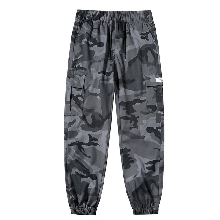 Men's Camo Cargo Pants – Cotton Ankle-Tied Drawstring Waist