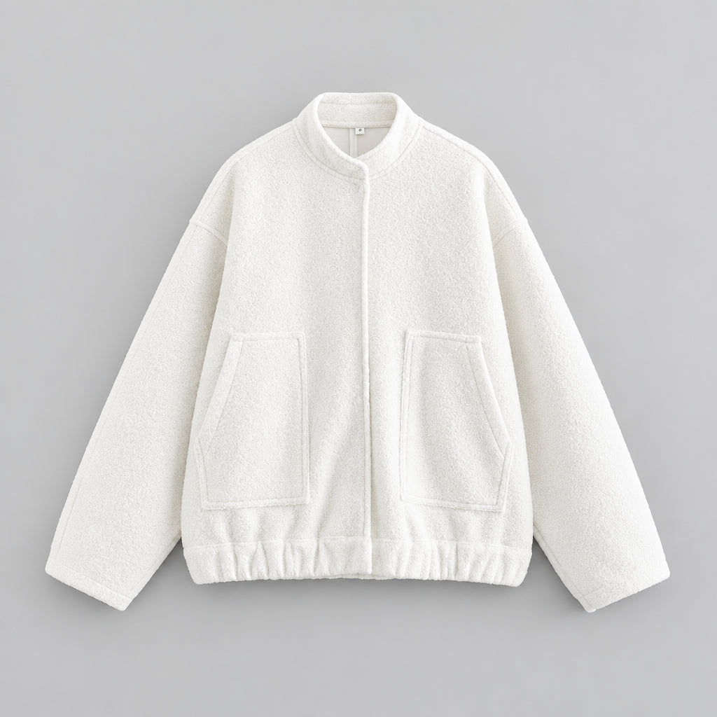 Women's Mandarin Collar Coat – Hidden Button Streetwear Layering