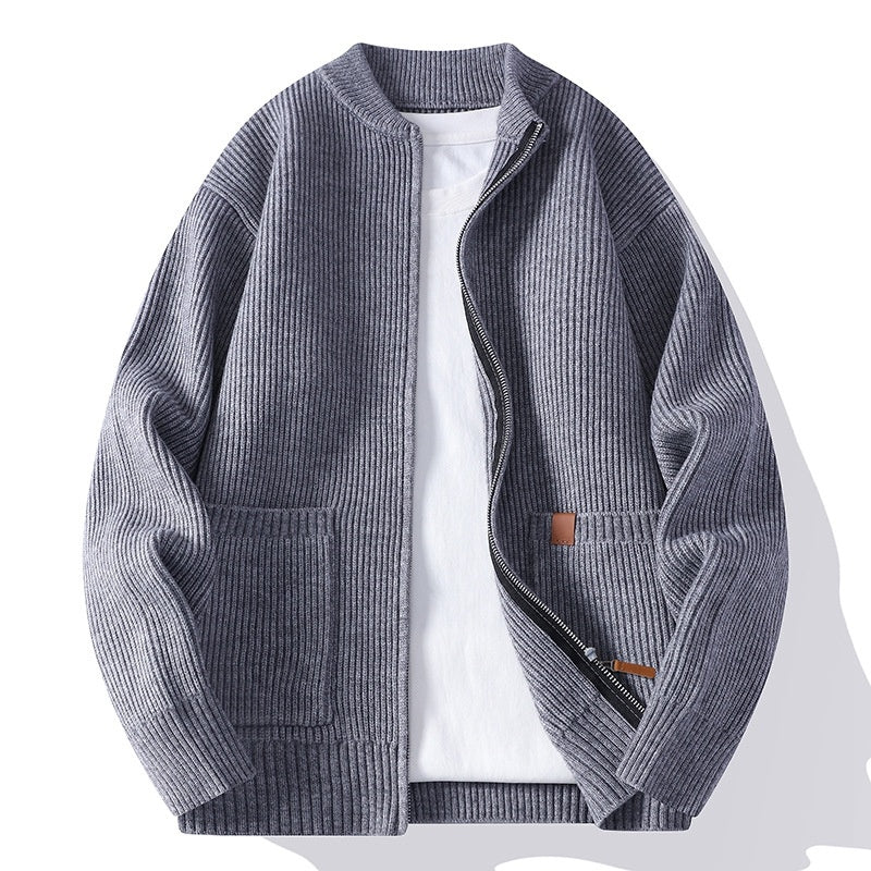 Men's Striped Knit Cardigan Jacket – Straight Fit Everyday Layer