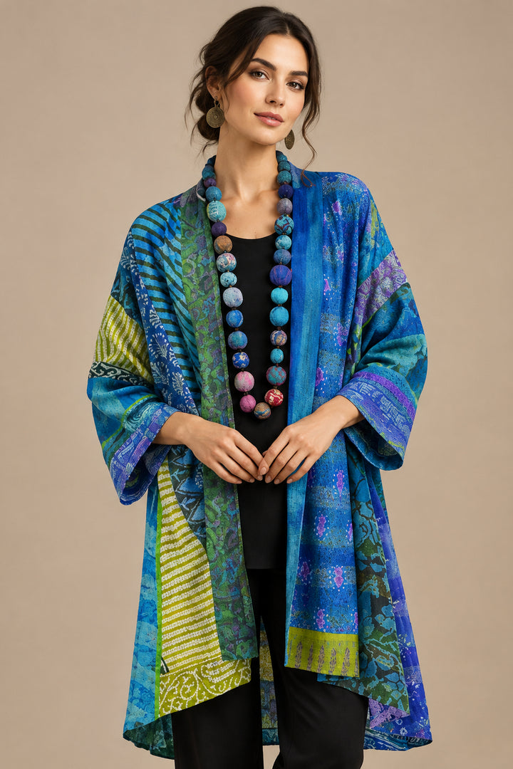Women's Printed Cotton Linen Jacket – Relaxed Long Sleeve