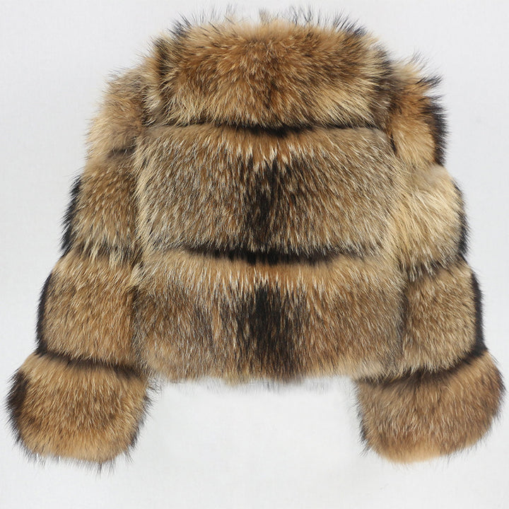 Women's Short Fur Jacket – Panelled Cropped Silhouette