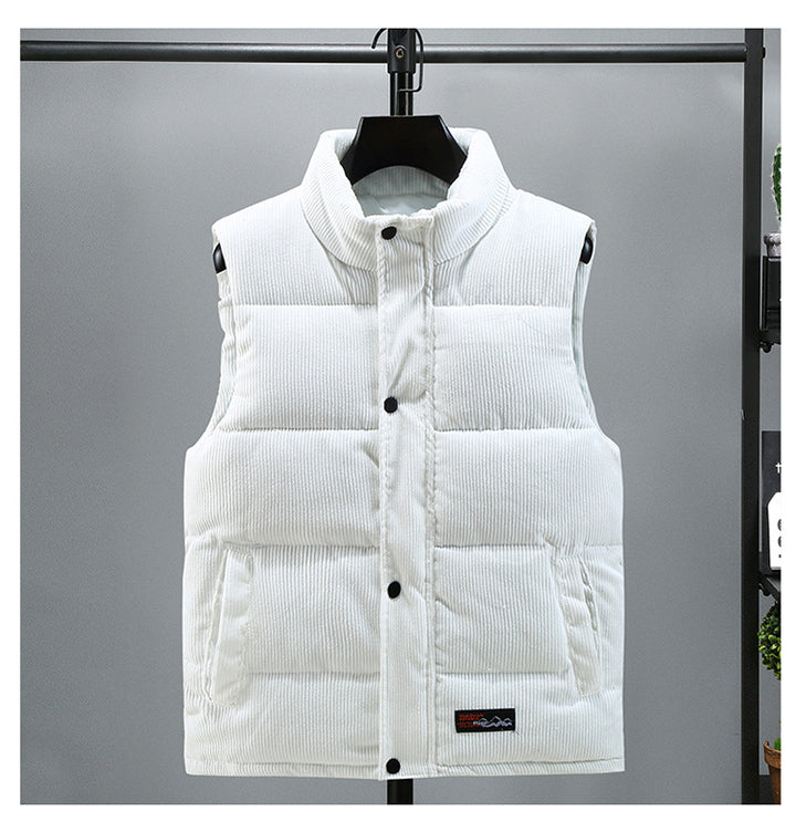 Men's Corduroy Padded Vest – Warm Quilted Slim Fit Layer