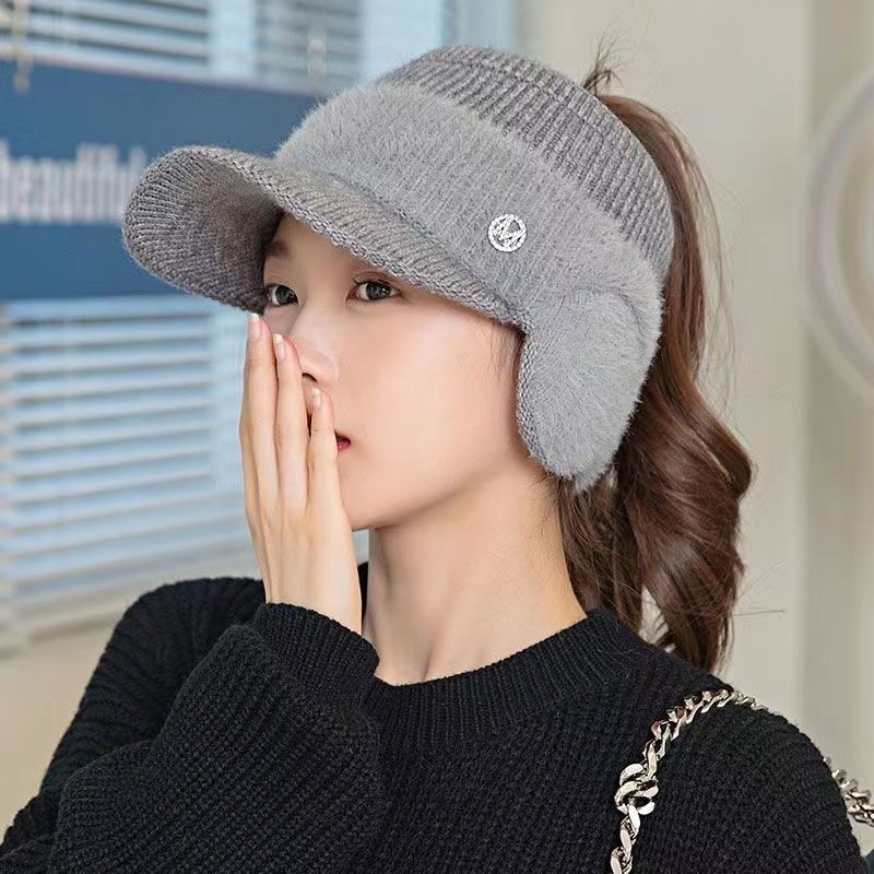 Women's Open-Crown Knitted Hat – Ear Protection for Updo Styles