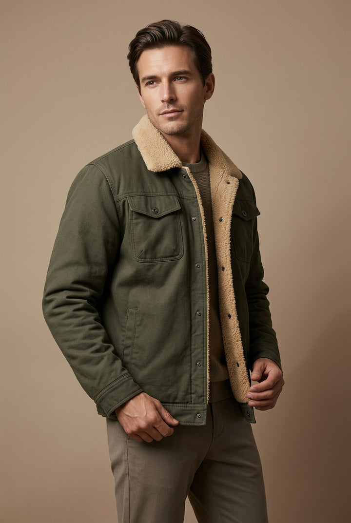 Men's Workwear Jacket – Cotton, Solid Color, Durable & Comfortable