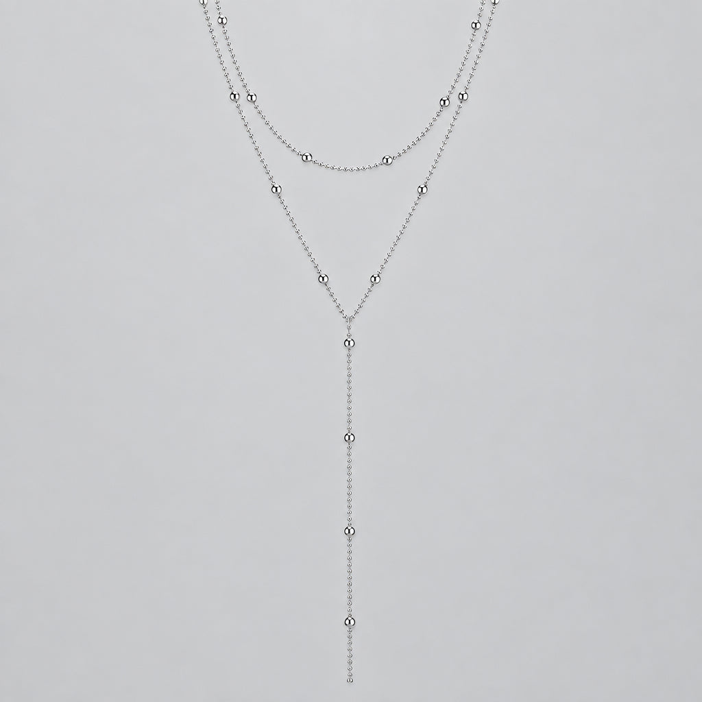 Layered Bead Tassel Necklace for Women – Minimalist Y-Shape Jewelry