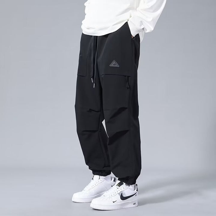 Men's Baggy Straight Trousers – Structured Cotton Full-Length Fit