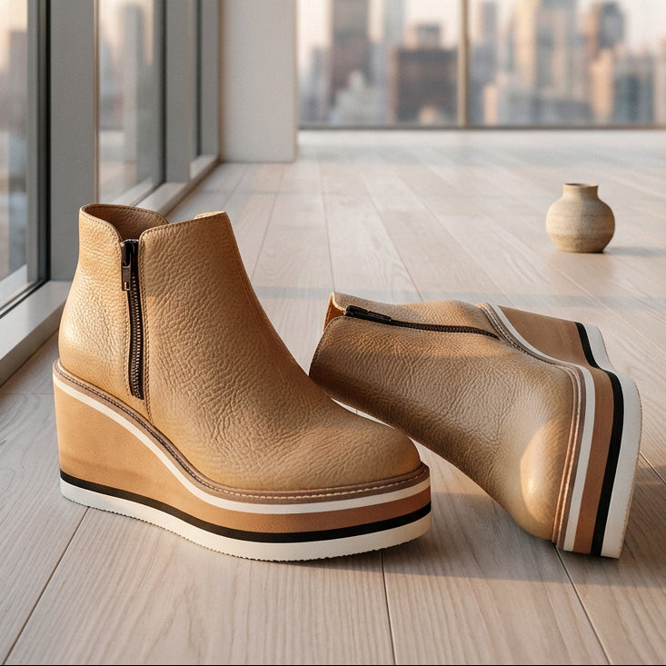 Women's Wedge Ankle Boot – Side Zip, Low Tube Silhouette