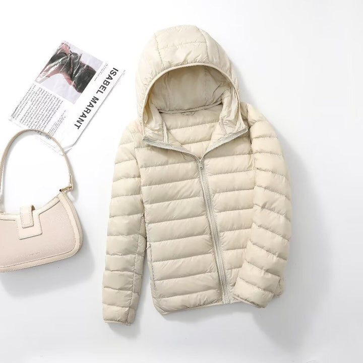 Women's Lightweight Down Jacket – Hooded Loose Fit
