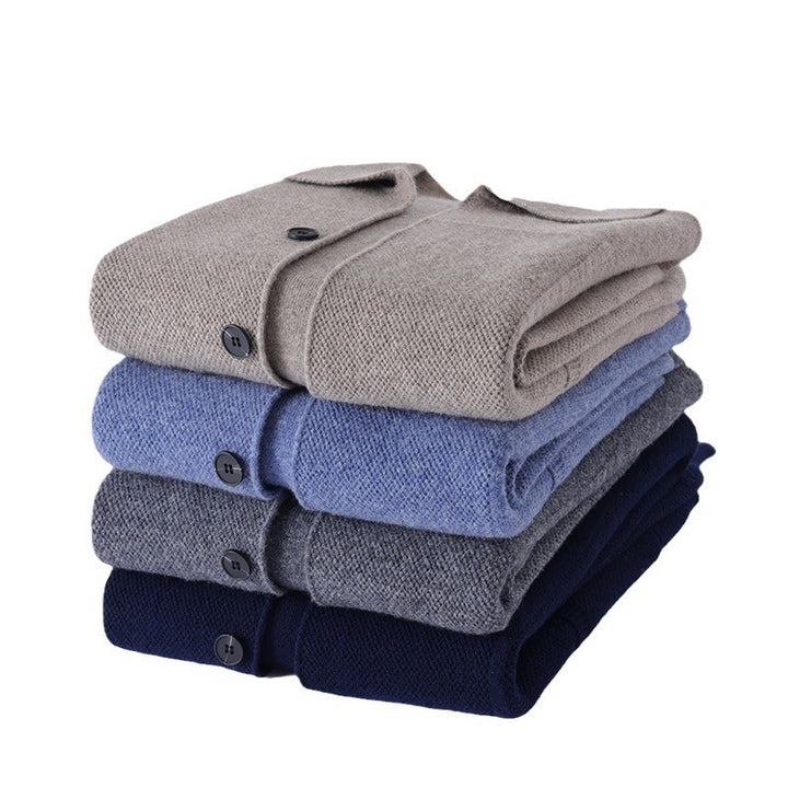 Men's Knit Cardigan Sweater – Relaxed Lapel with Patch Pockets