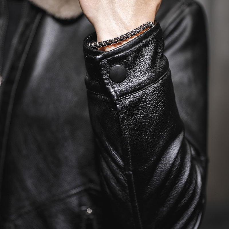 Men's Vegan Leather Motorcycle Jacket – Fitted Korean Style Zip Front