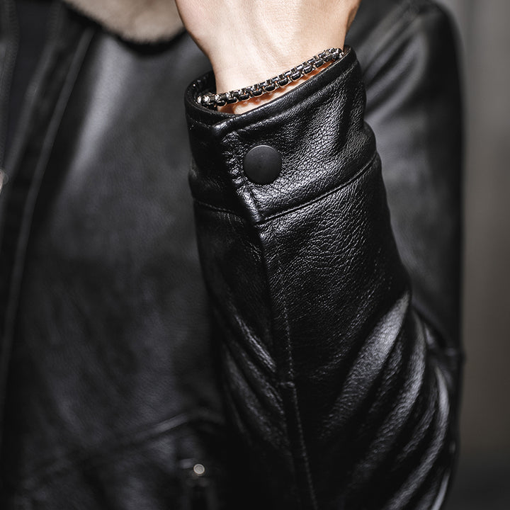 Men's Vegan Leather Motorcycle Jacket – Fitted Korean Style Zip Front