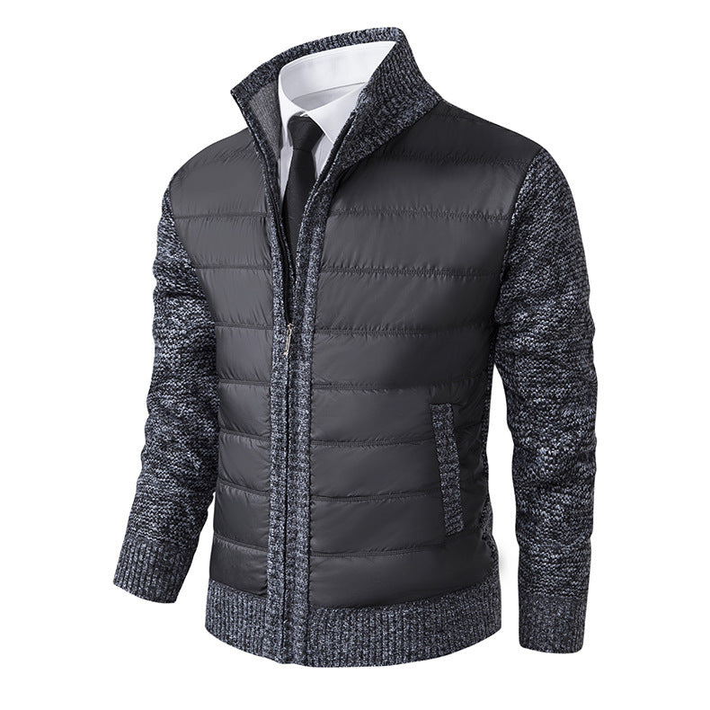 Men's Fleece-Lined Cardigan Coat – Stand Collar & Thickened Layer