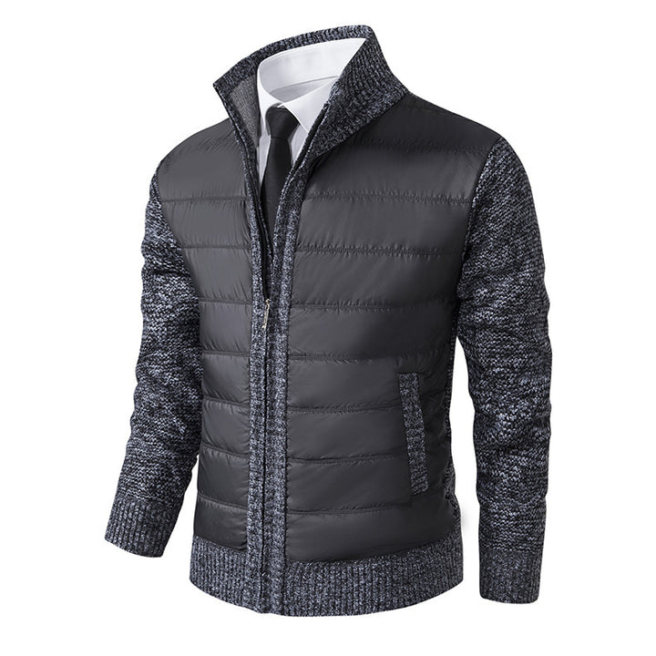 Men's Fleece-Lined Cardigan Coat – Stand Collar & Thickened Layer