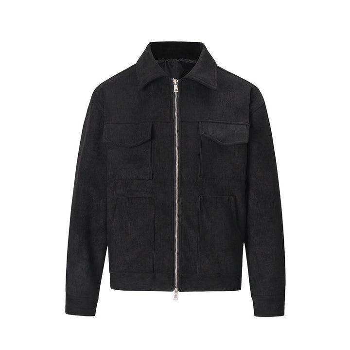 Men's Cotton Zip Jacket – Retro Multi-pocket Design