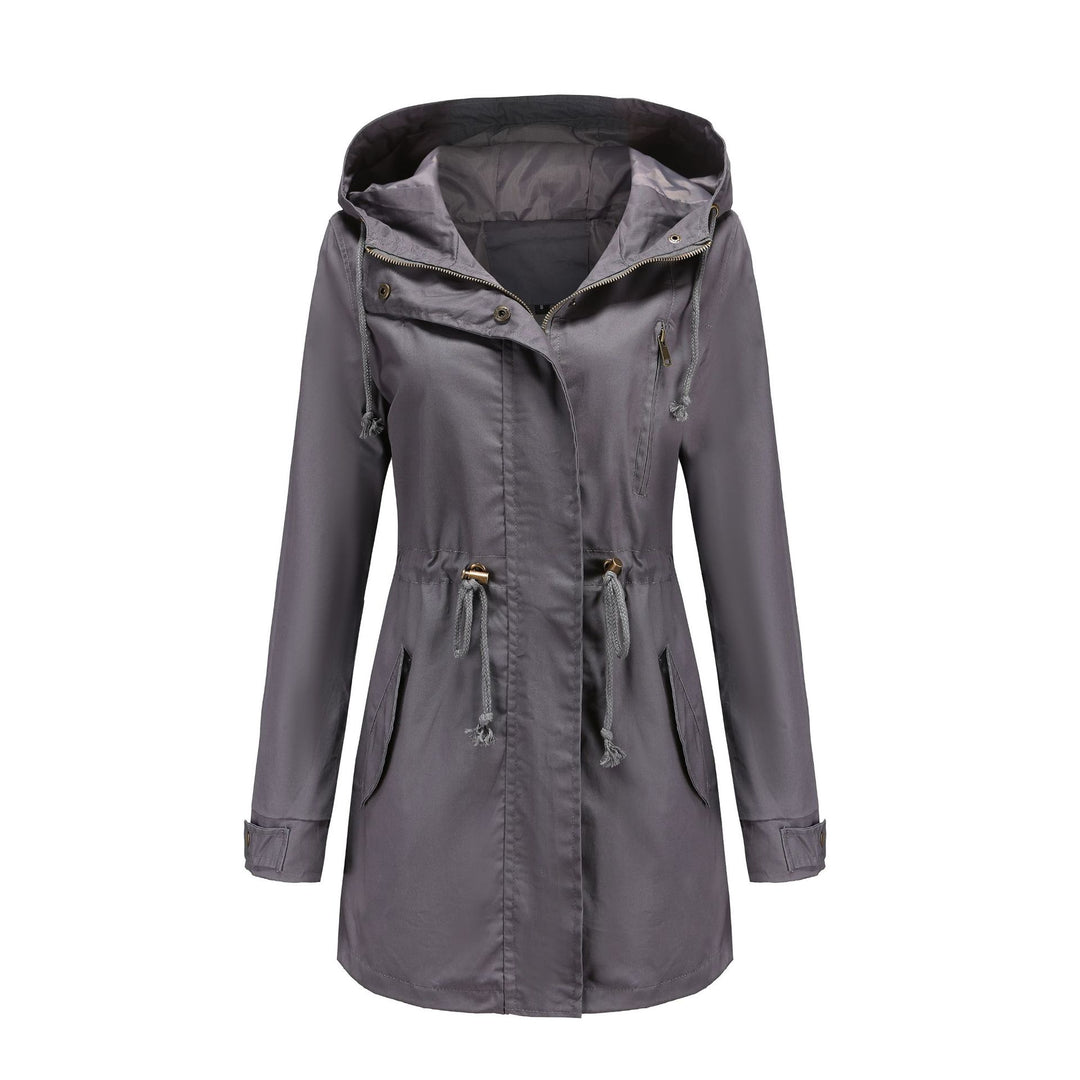 Women's Anorak Coat – Cotton, Mid-Length, Pockets, Straight Fit