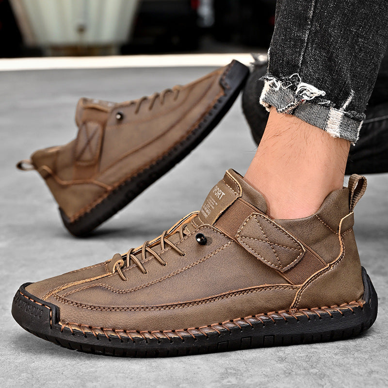 Men's Mid-Top Sneaker – Breathable Textured Upper, Stitched Sole