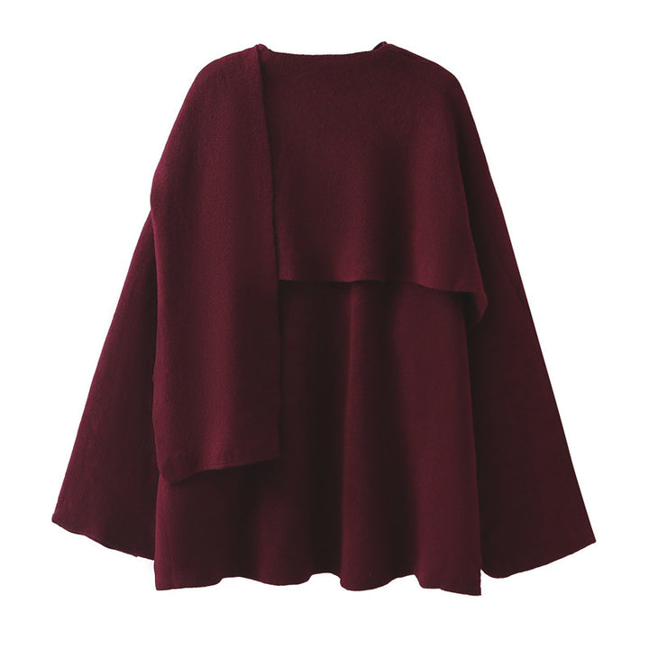 Knit Jacket for Women – Soft Knit Asymmetric Scarf Pullover