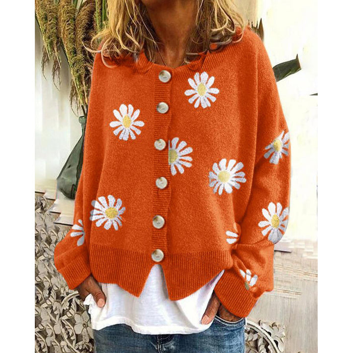 Women's Cardigan – Printed Knit, Relaxed Fit, Soft Cotton Blend