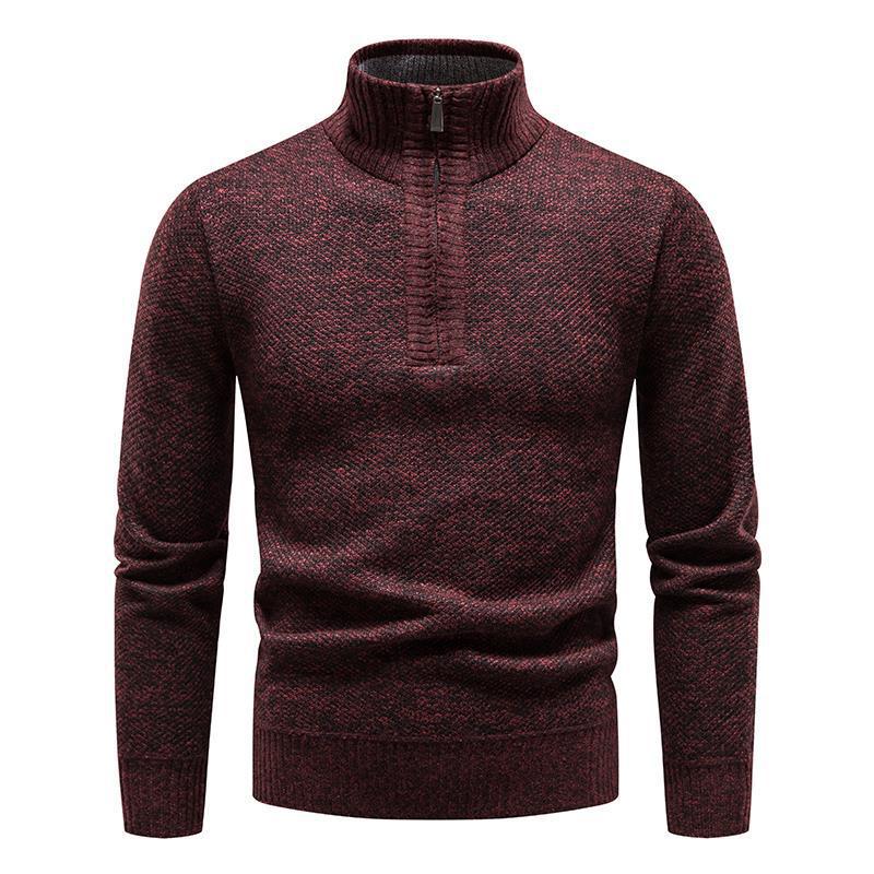 Men's Jacquard Pullover High Neck Sweater – Slim Half-Zip Comfort