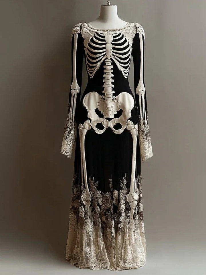 Women's Digital Print Straight Maxi Dress – Halloween Witch Motif