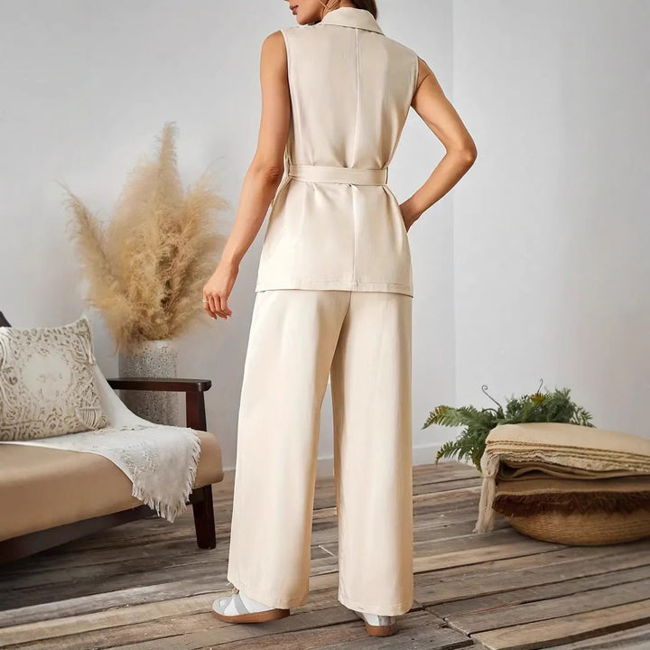 Women's Two Piece Suit Set – Waistcoat and Wide Leg Trousers