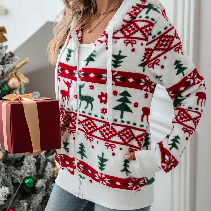 Christmas Cardigan – Women's Plush Knit, Mid-Length with Pockets