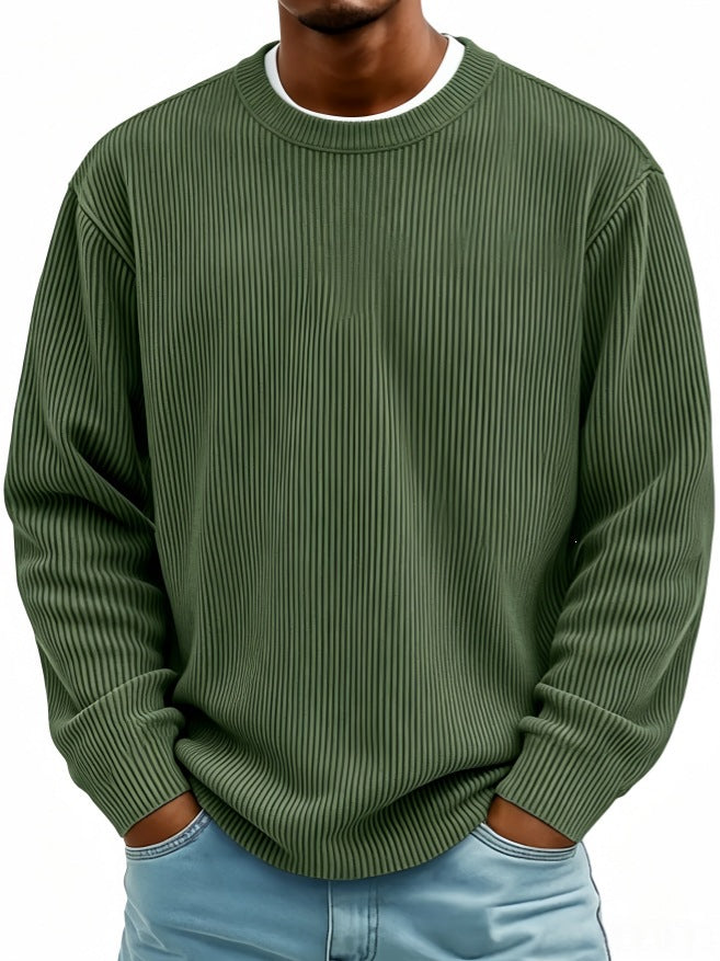 Men's Corduroy Pullover Sweatshirt – Casual Long Sleeve Relaxed Fit