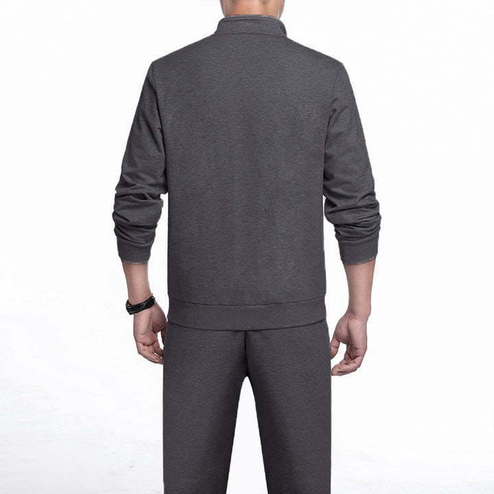 Men's Stand Collar Two Piece Set – Relaxed Zip Cardigan & Jogger