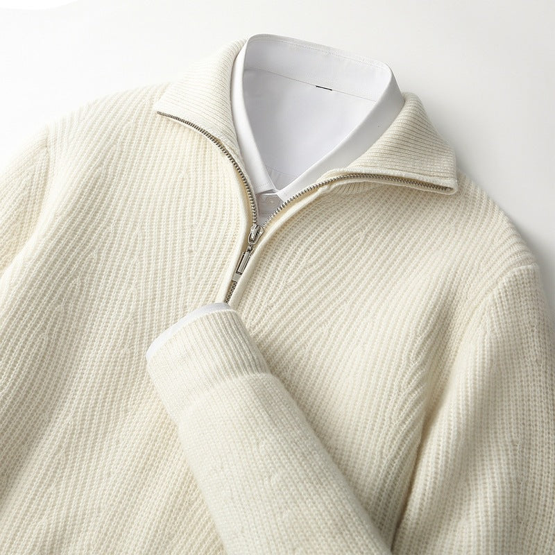 Men's Half-Zip Polo Collar Sweater – Relaxed Loose Fit